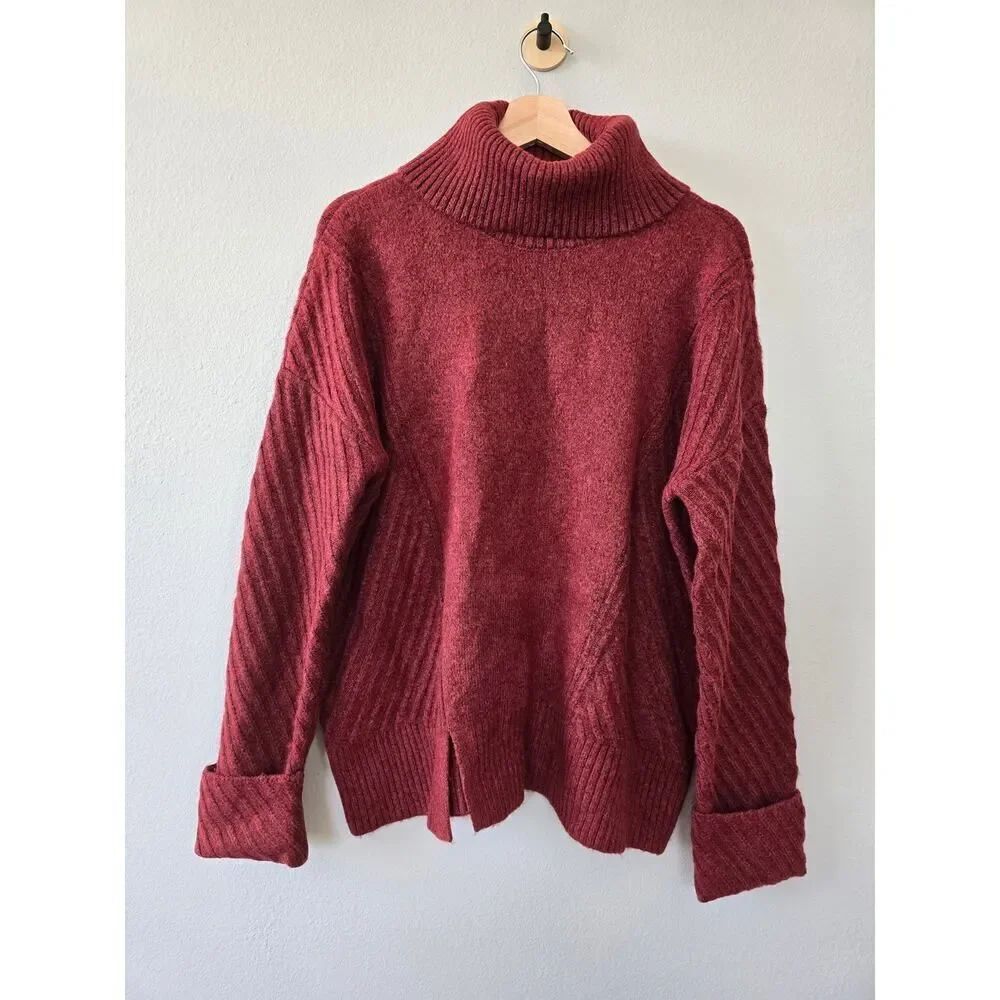 Simply Vera Vera Wang Red Turtleneck Sweater NWT Women’s L Cozy Knit Oversized